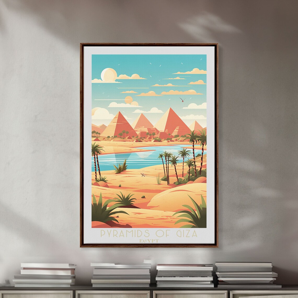 Pyramids of Giza Egypt Desert Palms Oasis Warm Sunset Poster - Image 6