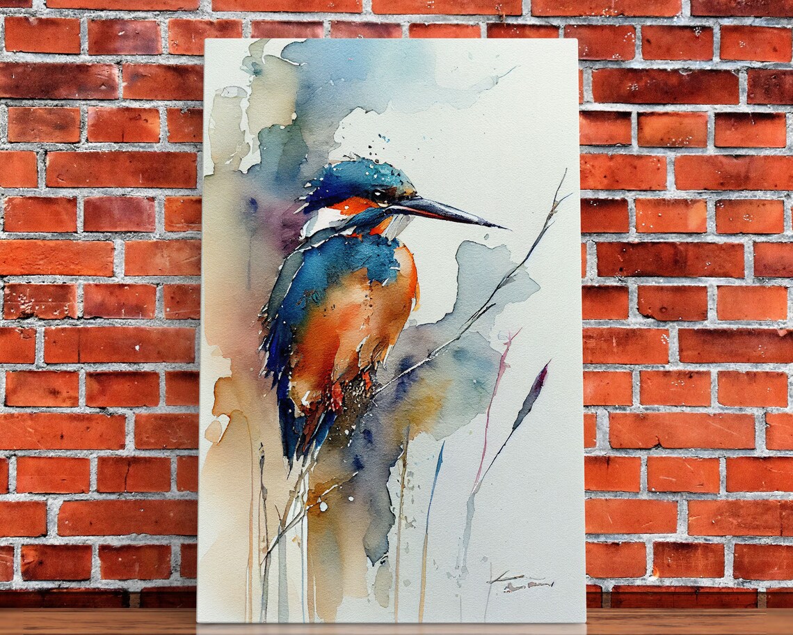 Kingfisher Watercolor Art Print, Bird Painting - Image 4