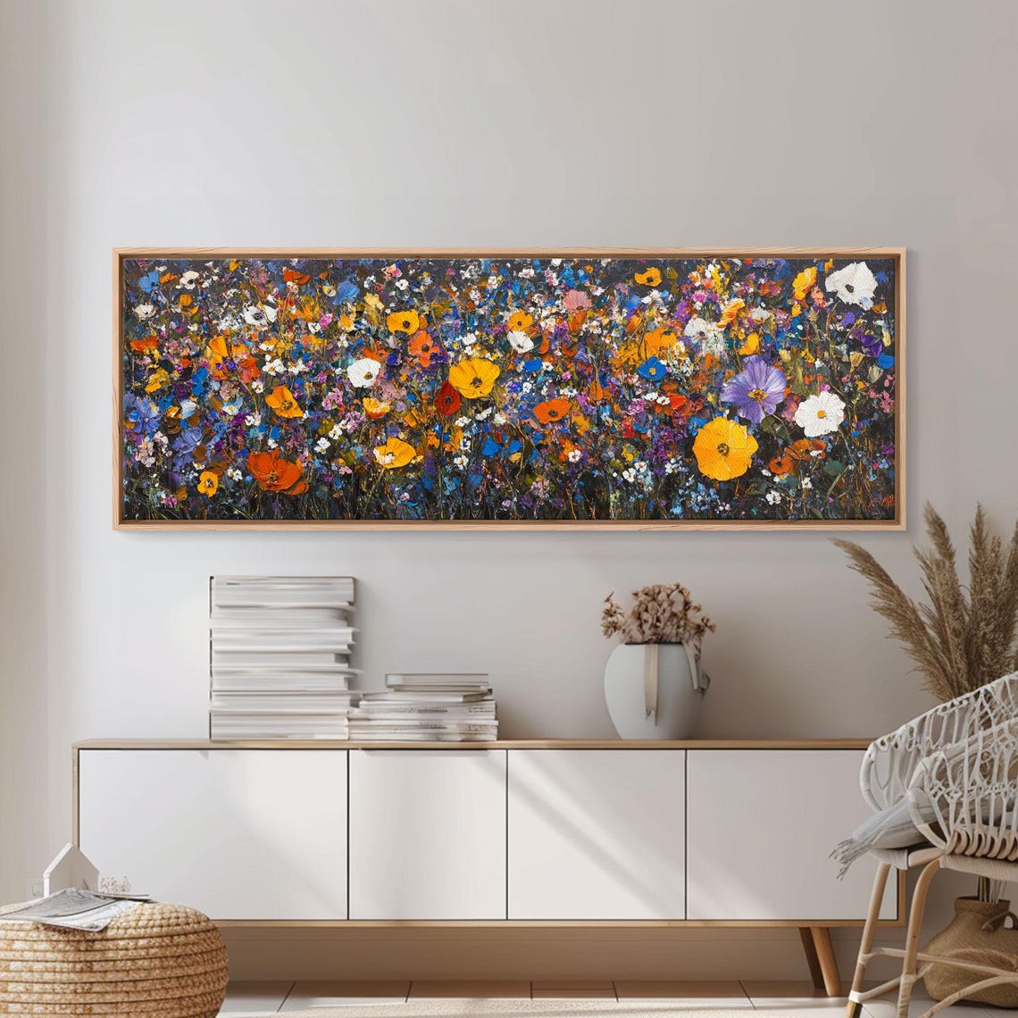 Colorful Wildflower Field Meadow Dense Blooms Panoramic Art Poster - Image 4
