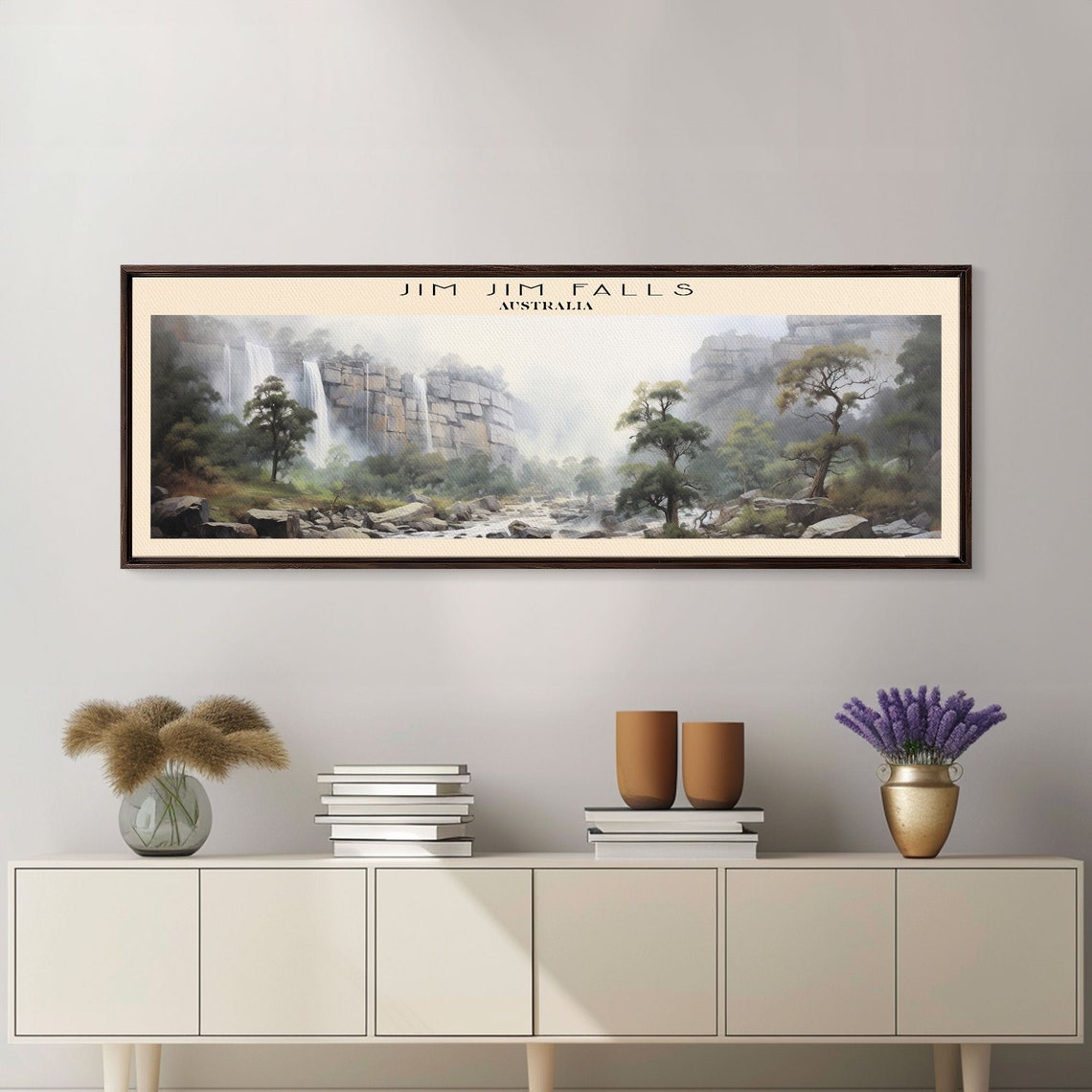 Jim Jim Falls Australia Misty Waterfall Cliffs Valley Panoramic Poster