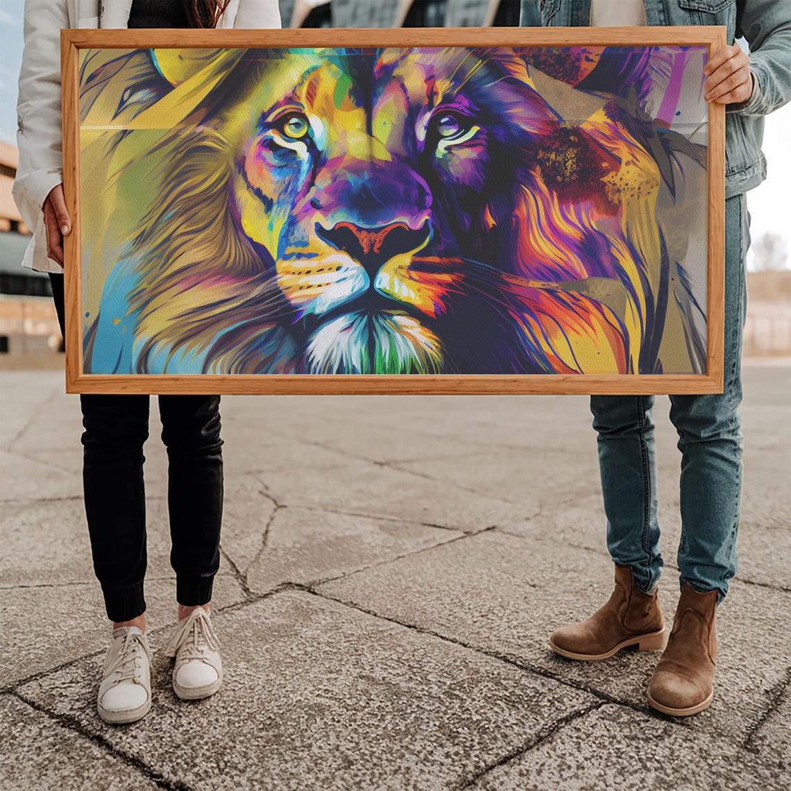 Colorful Pop Art Lion Face Rainbow Vibrant Modern Animal Wall Art - Image 5