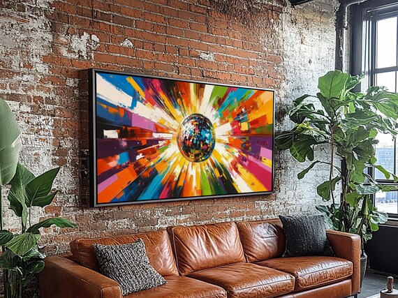 Colorful Disco Ball Explosion Abstract Pop Art Painting Wall Poster