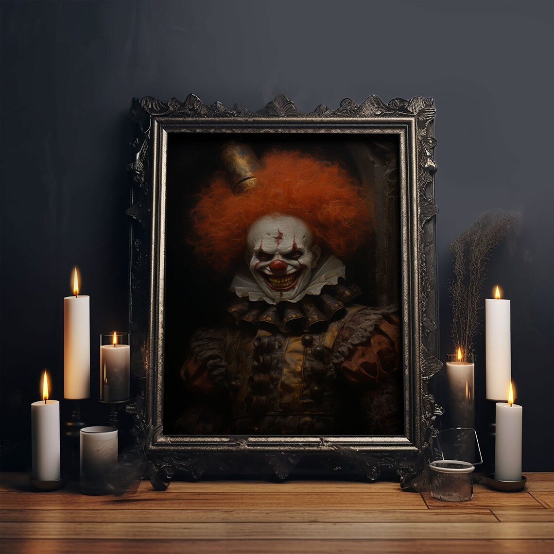 Scary Victorian Clown Portrait Red Hair Creepy Halloween Gothic Poster - Image 5