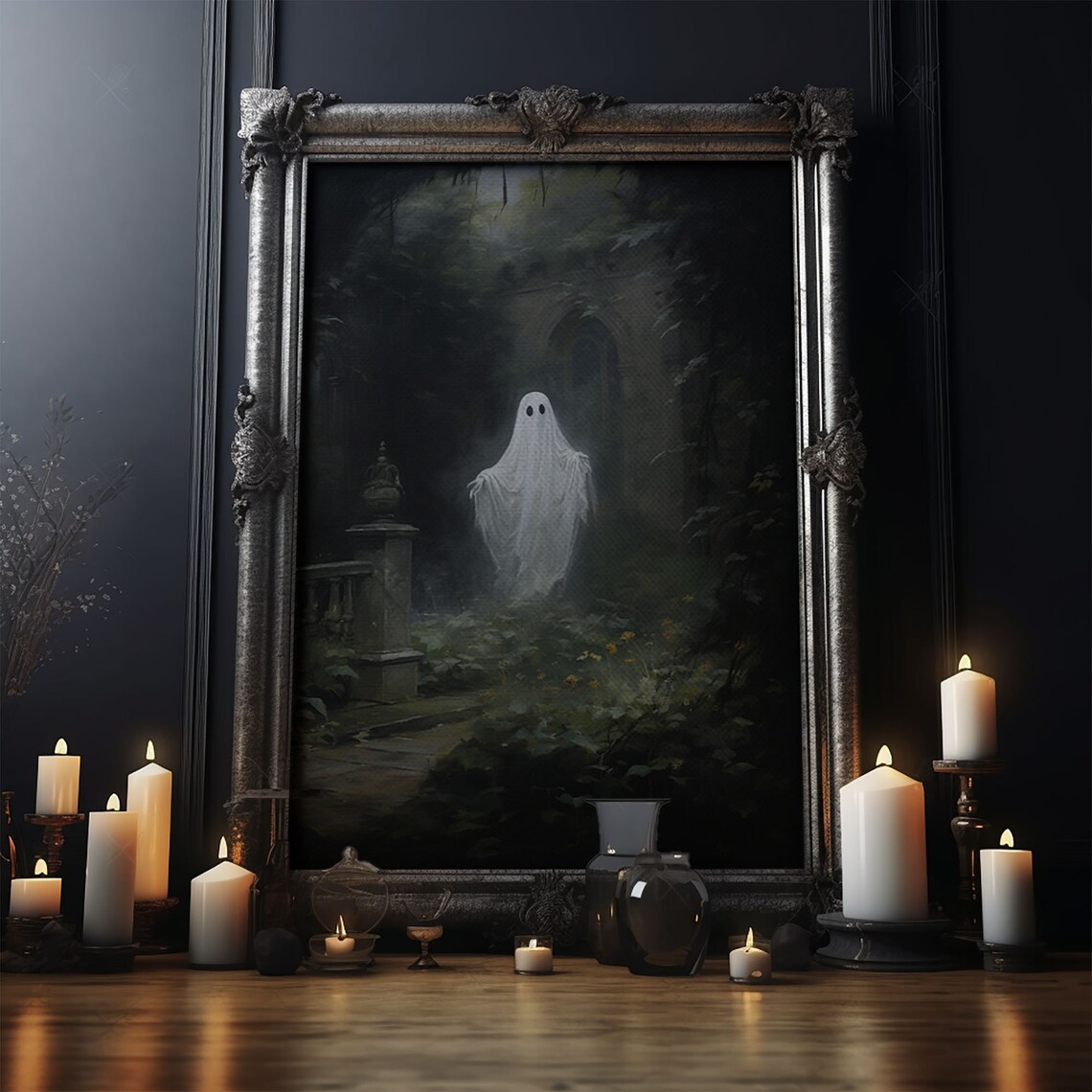 The Ghost In The Garden, Halloween Wall Art Print - Image 4