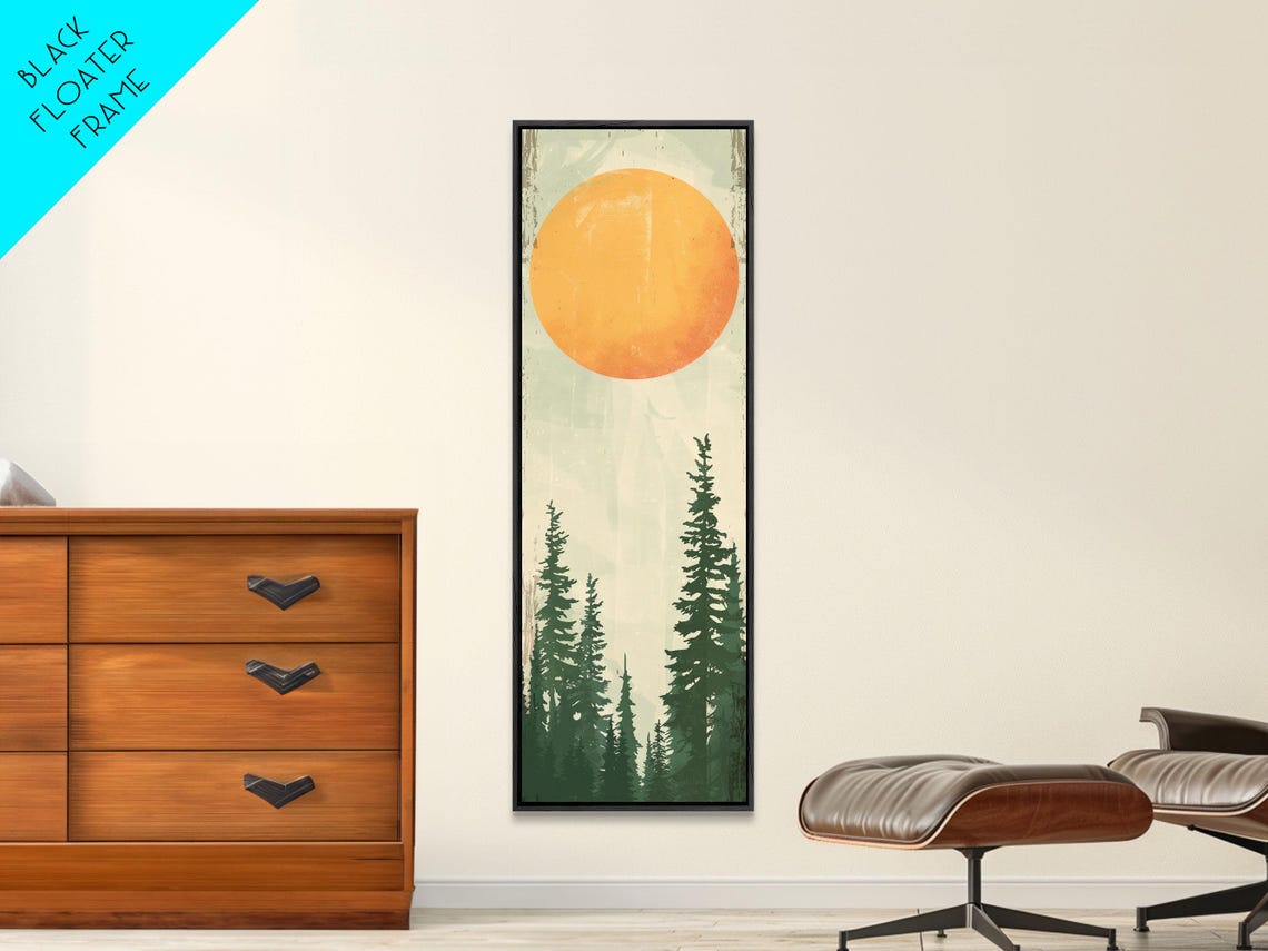 Abstract Sun Over Pine Forest Earth Tones Minimalist Art Print - Image 4