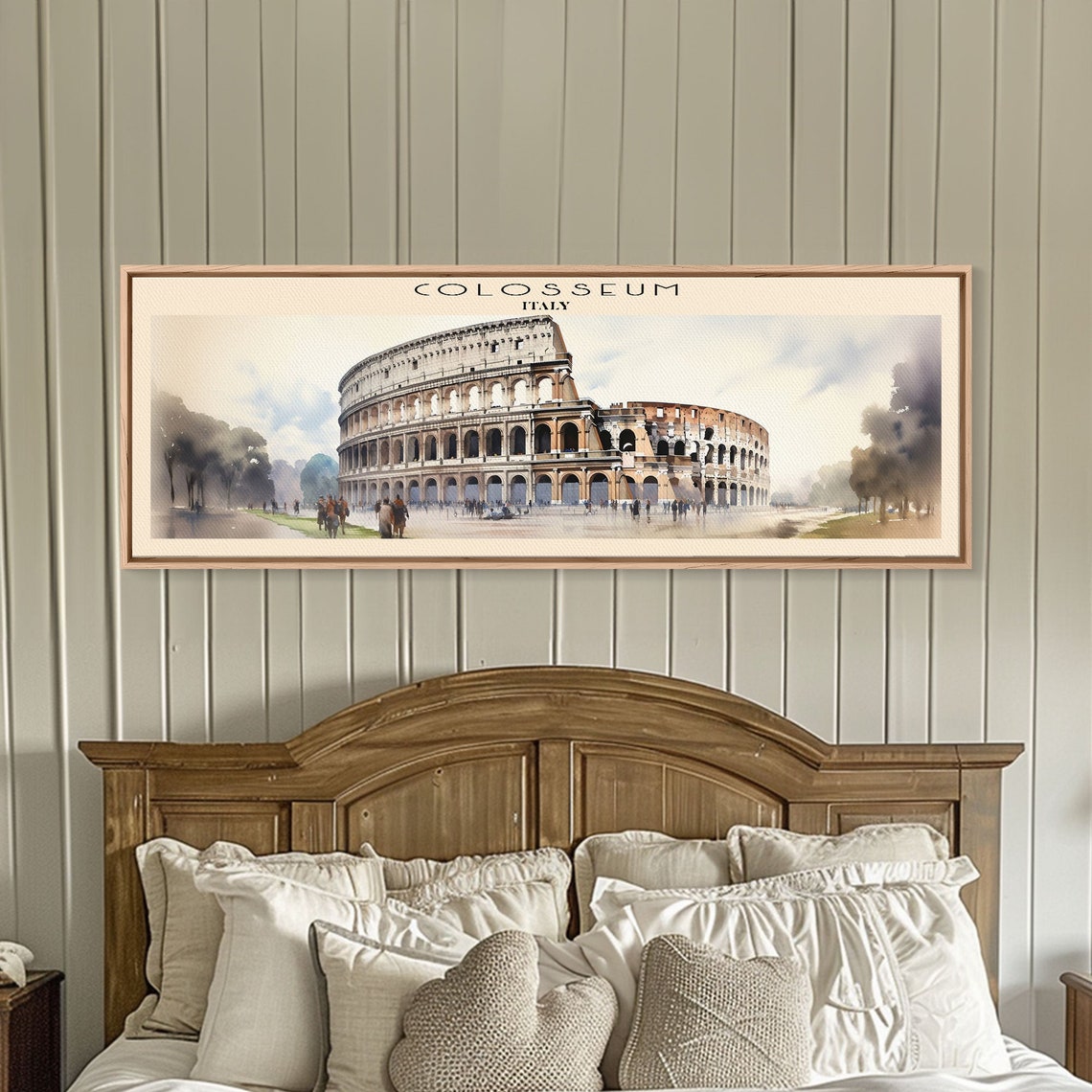 Colosseum Italy Rome Ancient Arena Crowd Watercolor Panoramic Poster - Image 5