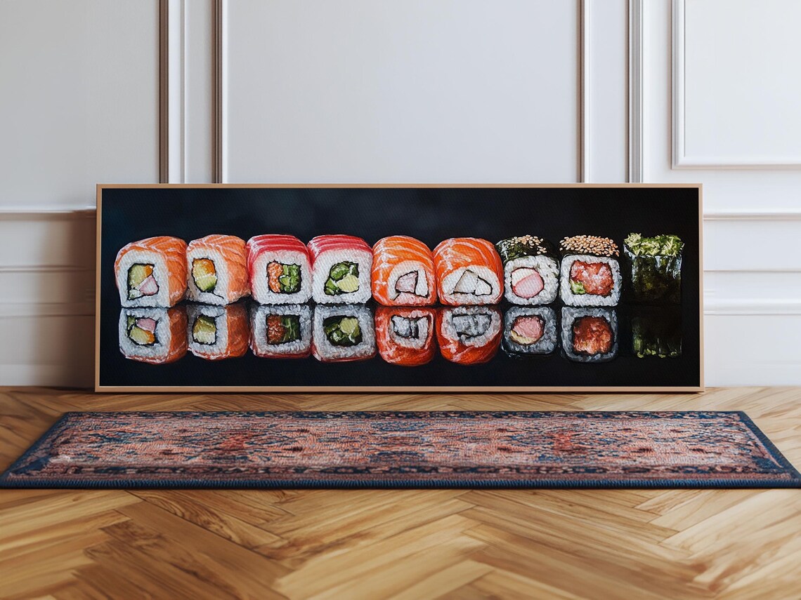 Sushi and Tuna Roll Modern Art Poster for Kitchen
