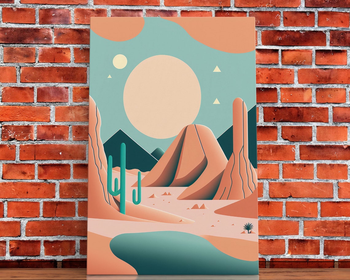 Scandinavian Inspired Midwestern Pop Art Minimalist Boho Style Desert Landscape Framed Print Western Abstract Art - Image 5