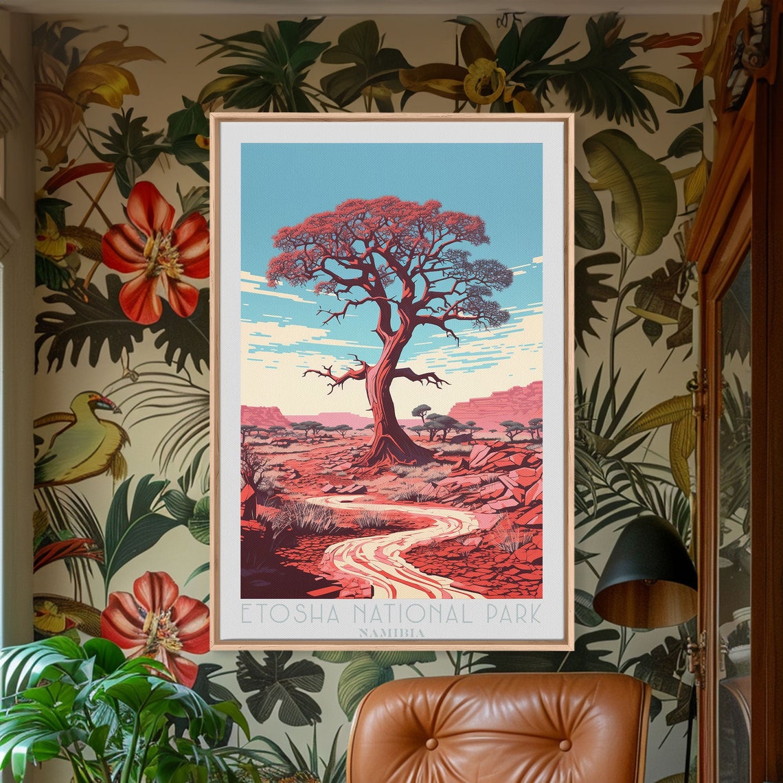 Etosha National Park Namibia Mopane Tree Dry Riverbed Travel Poster - Image 4