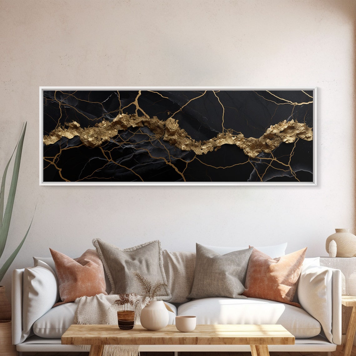 Black Gold Marble Abstract Dramatic Veined Stone Luxury Wall Art - Image 5