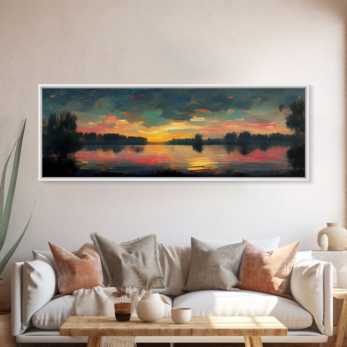 Cool Sunset Over The Lake Art Print, Lakehouse Decor - Image 5