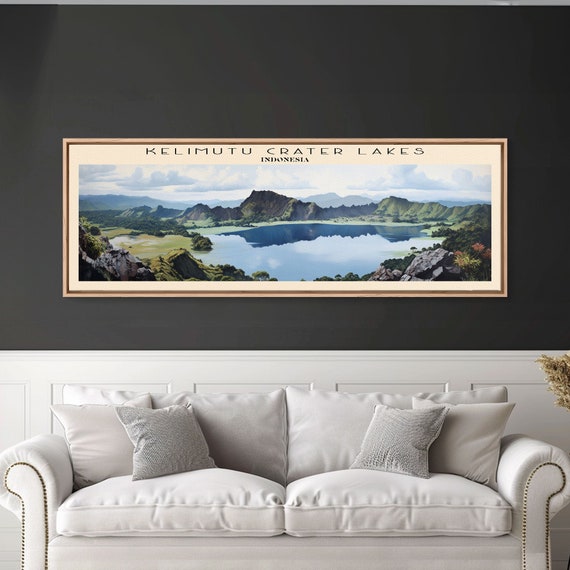 Kelimutu Crater Lakes Panoramic Wall Art Travel Poster Gift For Travel Lover Vacation Gift Indonesia Wall Art Home Decor Original Art