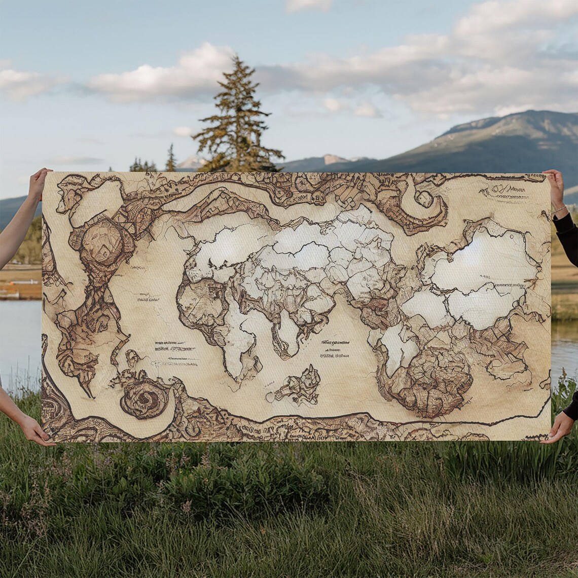 Abstract Fantasy World Map, Middle Earth Style