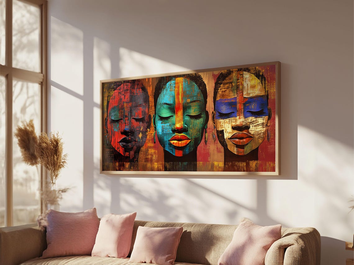 Vibrant African Faces Abstract Colorful Textured Afrocentric Poster - Image 3