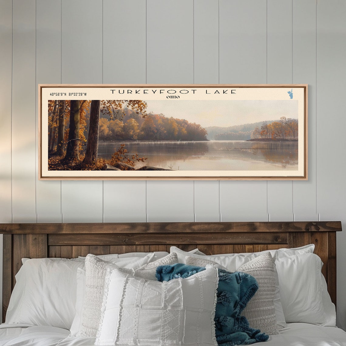 Turkeyfoot Lake Ohio Panoramic Autumn Trees Calm Shore Wall Art Poster - Image 4
