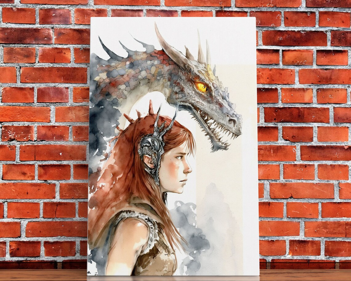The Dragon Girl Dragon Painting Print Dragon Art Fantasy Art Fantasy Painting Wall Art Girl And Her Dragon Gamer Gift Wall Deco - Image 4