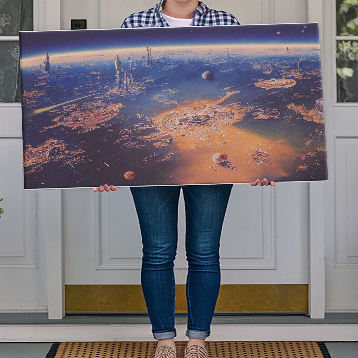 Futuristic Sci-Fi City Planet Aerial Cool Space World Art Poster - Image 4