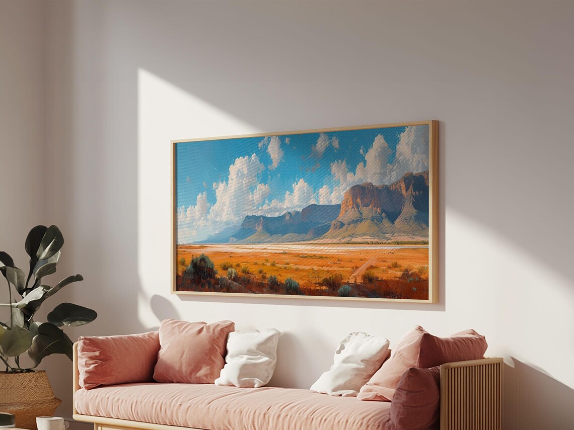 Desert Mesa Golden Prairie Panoramic Landscape Painting Wall Poster - Image 3