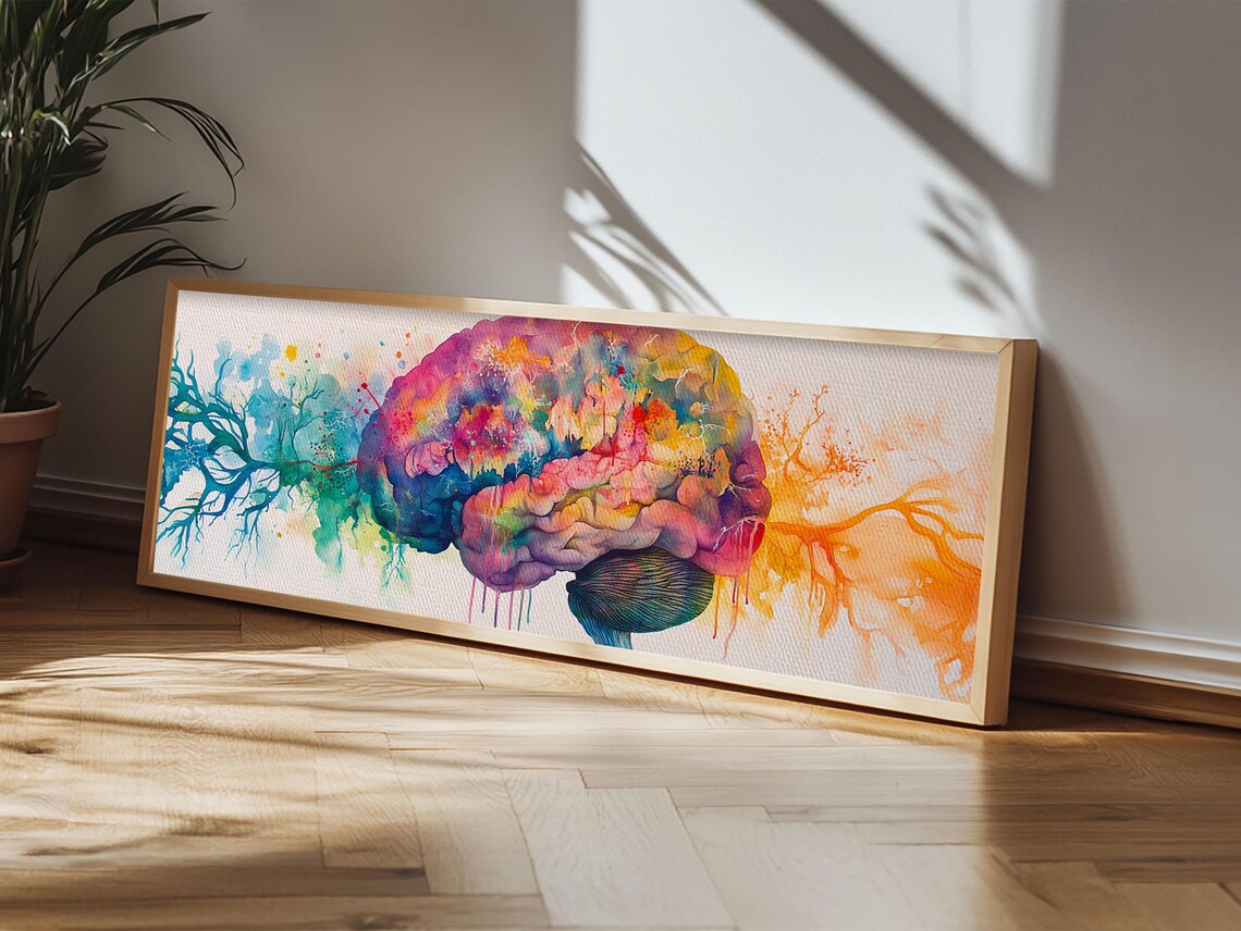 Colorful Brain Framed Print Science Art Therapy Art Modern Art Above Sofa Living Room Wall Decor Thoughtful Gift For Her - Image 6
