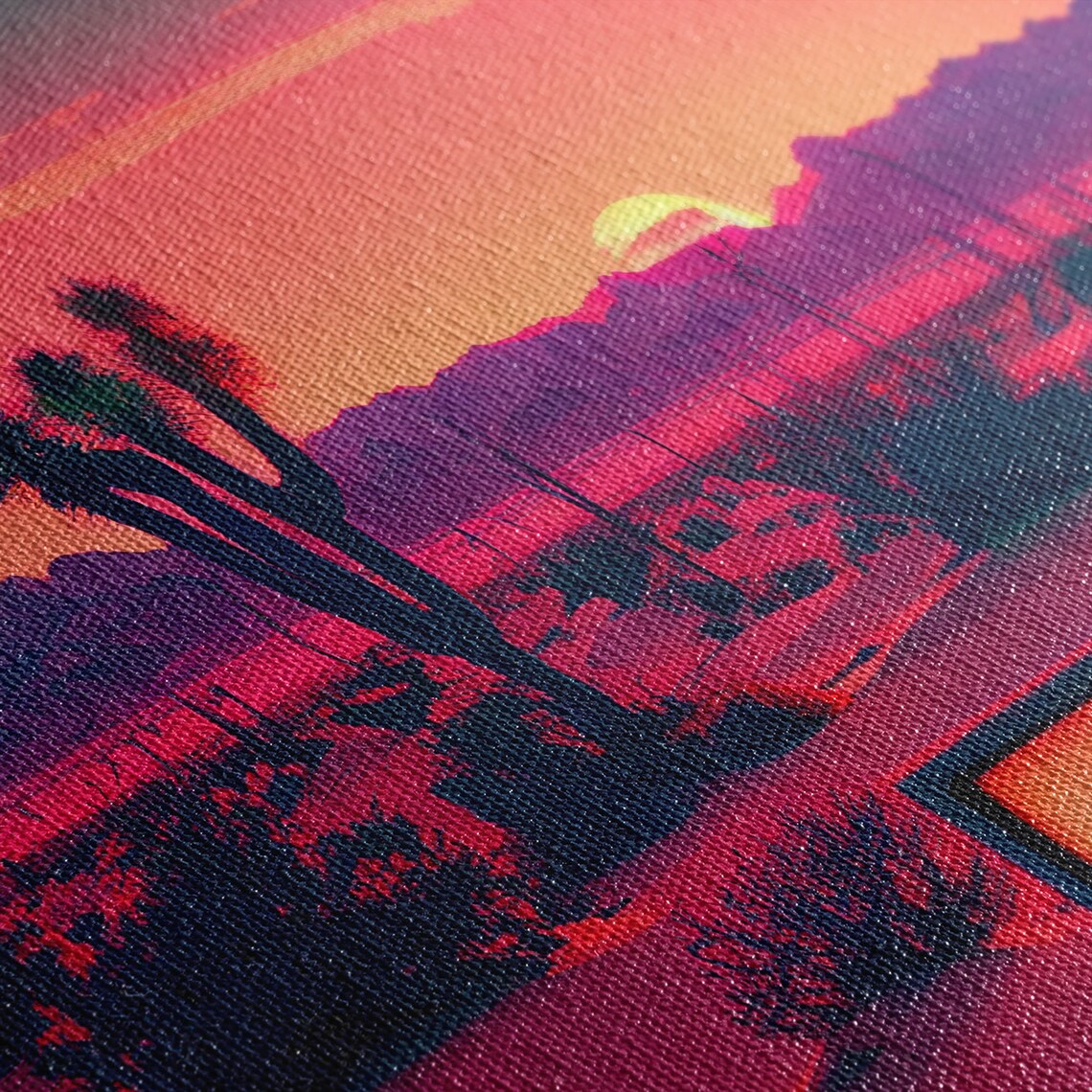 Retro TV in the Desert, Synthwave Art Poster Print - Image 2