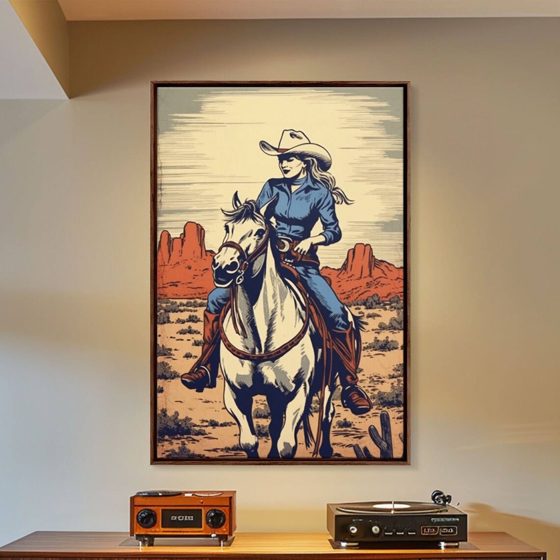 Western Cowgirl Retro Art Print, Wild West Decor - Image 5