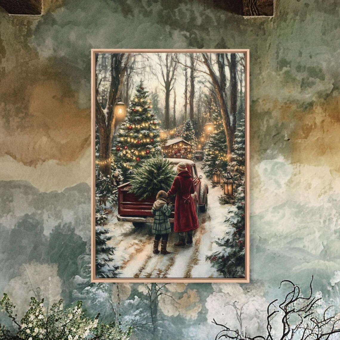 Rustic Christmas Tree Farm With Red Truck, Poster - Image 4