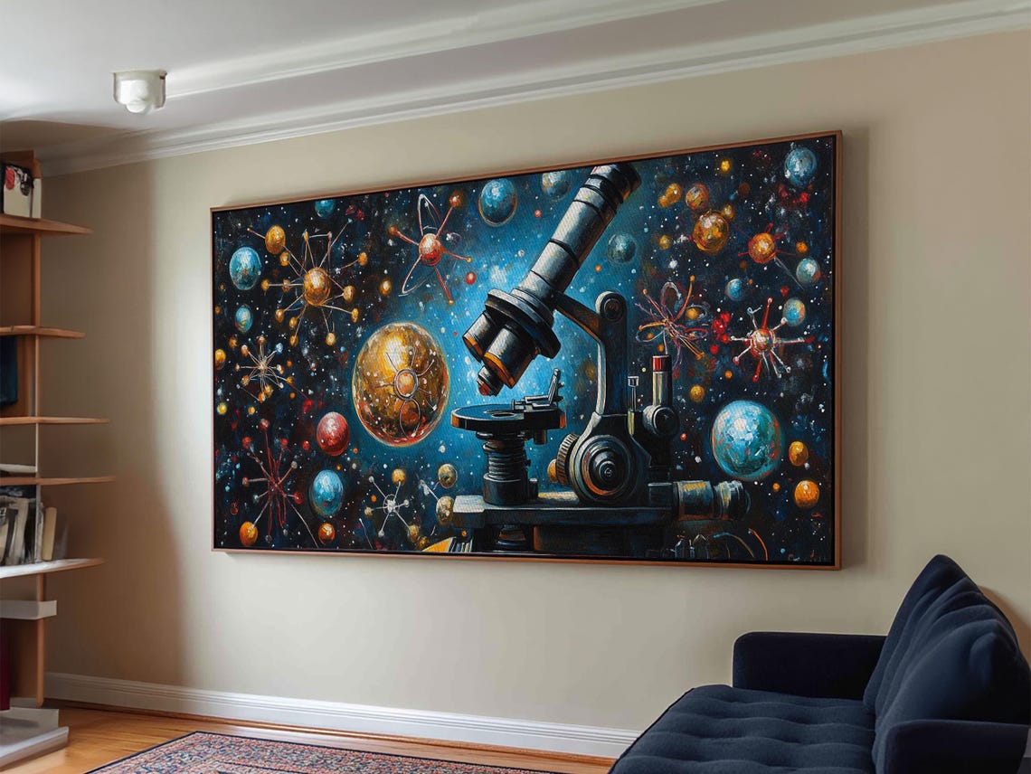 Microscope Space Cosmos Planets Atoms Science Education Wall Poster - Image 4