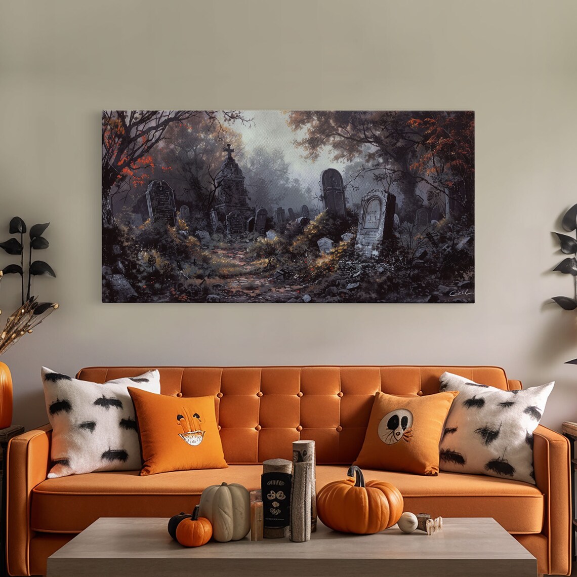 Haunted Cemetery Halloween Art Print, Spooky Decor - Image 5