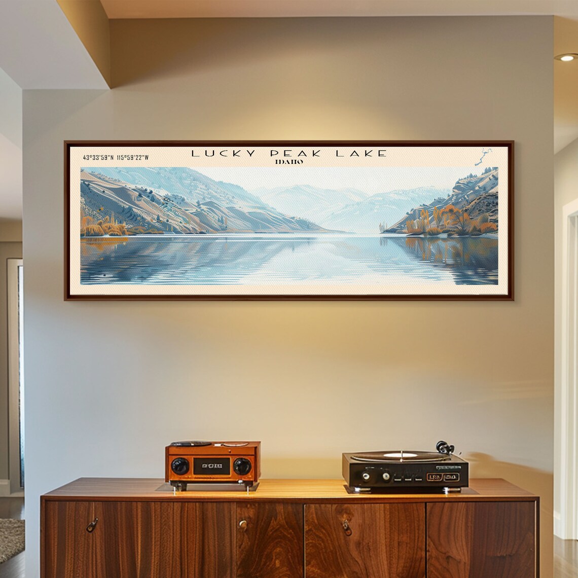Lucky Peak Lake Idaho Travel Poster, Lake House Decor - Image 3