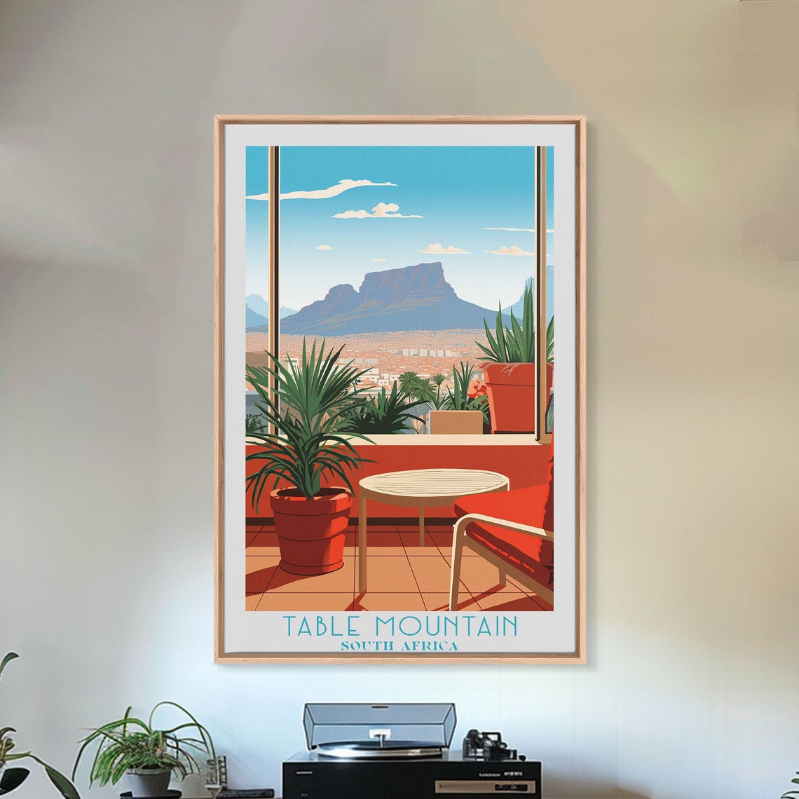 Table Mountain South Africa Sunny Terrace Balcony View Poster - Image 6