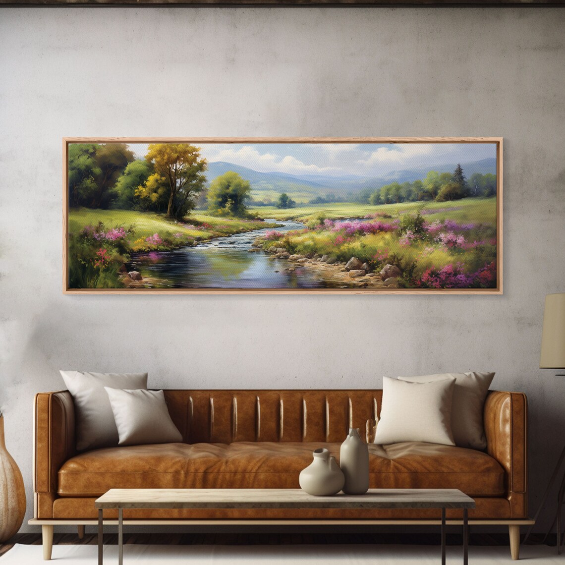 The Meadow Watercolor Panoramic Landscape Art Print