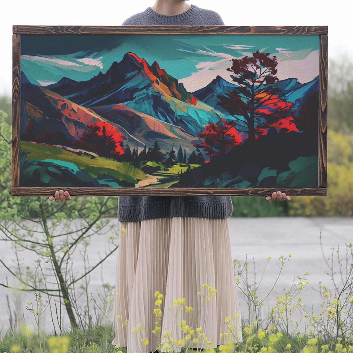 Watercolor Panoramic Landscape, Nature Art Print - Image 2