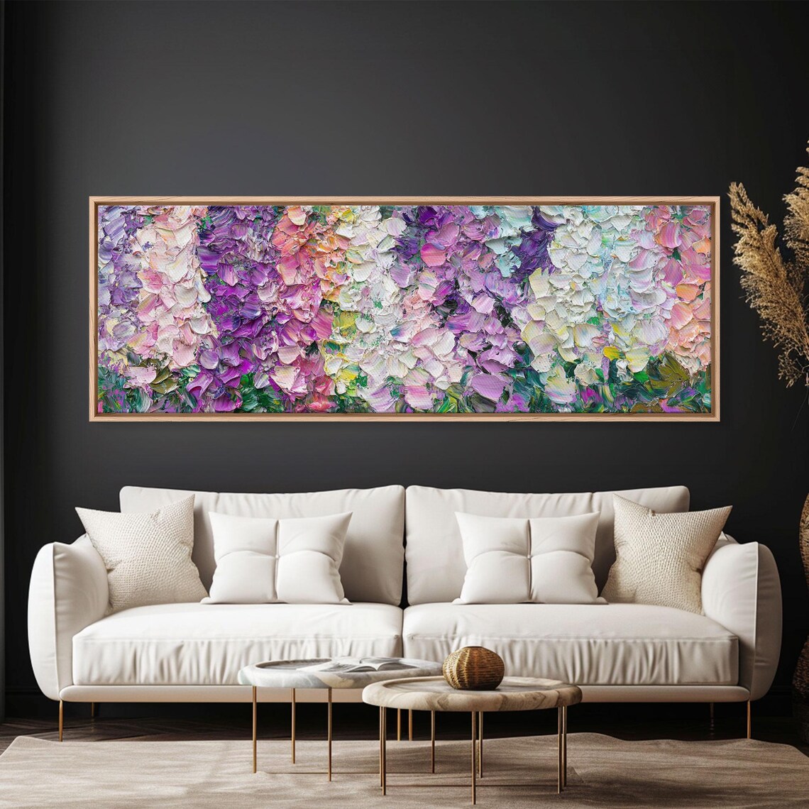 Pink Purple Impasto Floral Abstract Blossoms Oil Painting Art Poster - Image 2