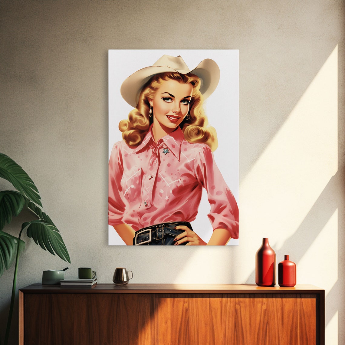 The Pink Cowgirl Wild Western Decor Framed Art Cow Girl Print Preppy Dorm Room Decor Boho Farmhouse Wall Art Girly Art - Image 4