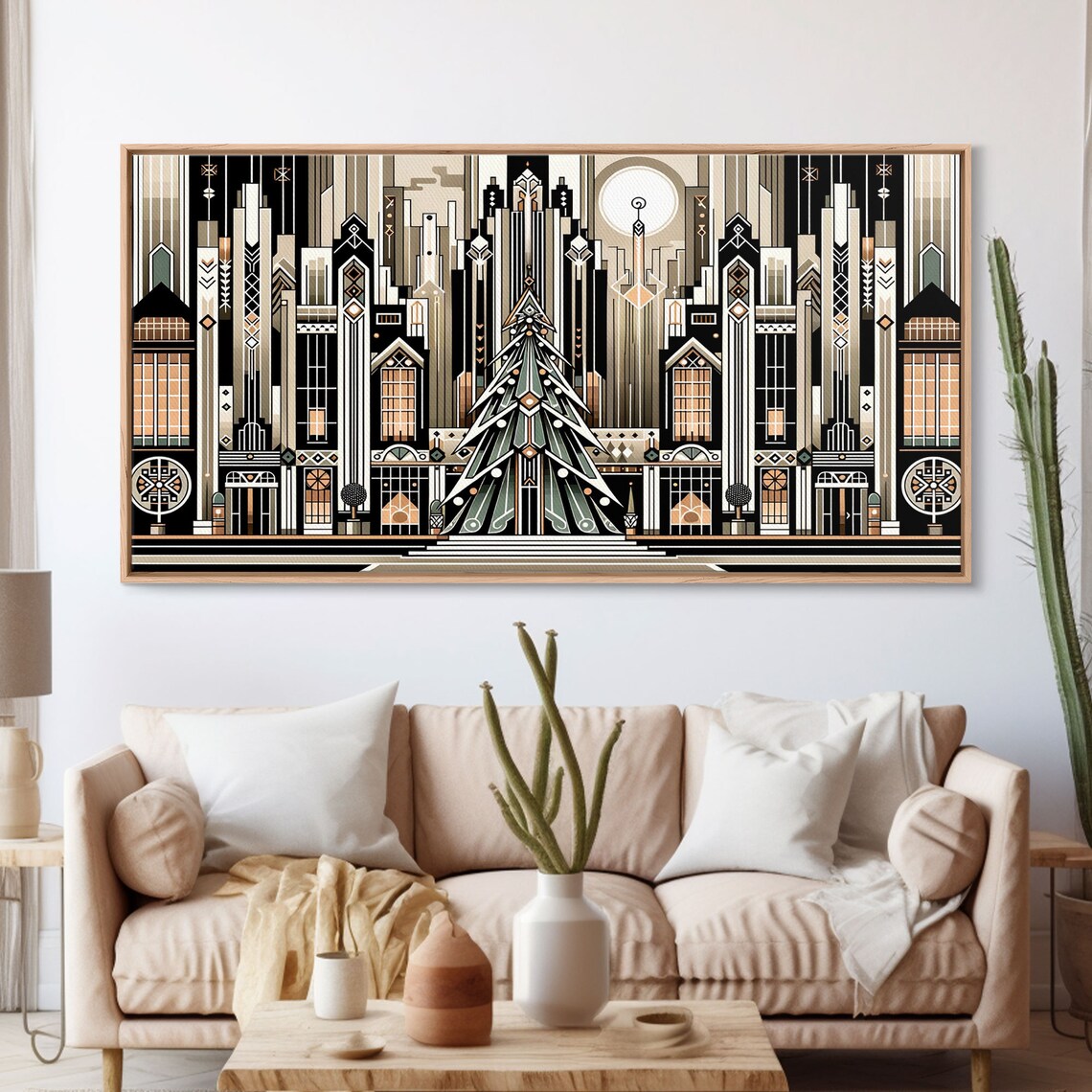 Art Deco Christmas Village, Retro Xmas Art Print - Image 3