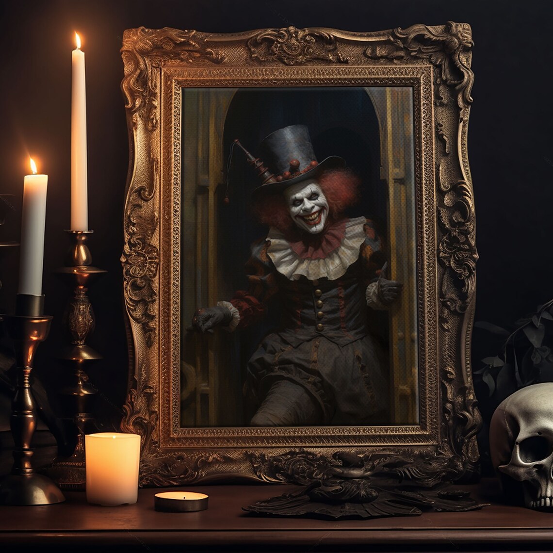 Scary Victorian Clown, Victorian Gothic Halloween Art Print - Image 5