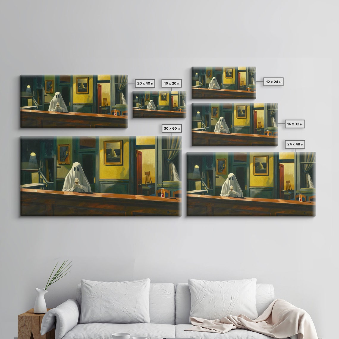 Ghost Eating Ice Cream At Haunted Diner Funny Halloween Art Print - Image 2
