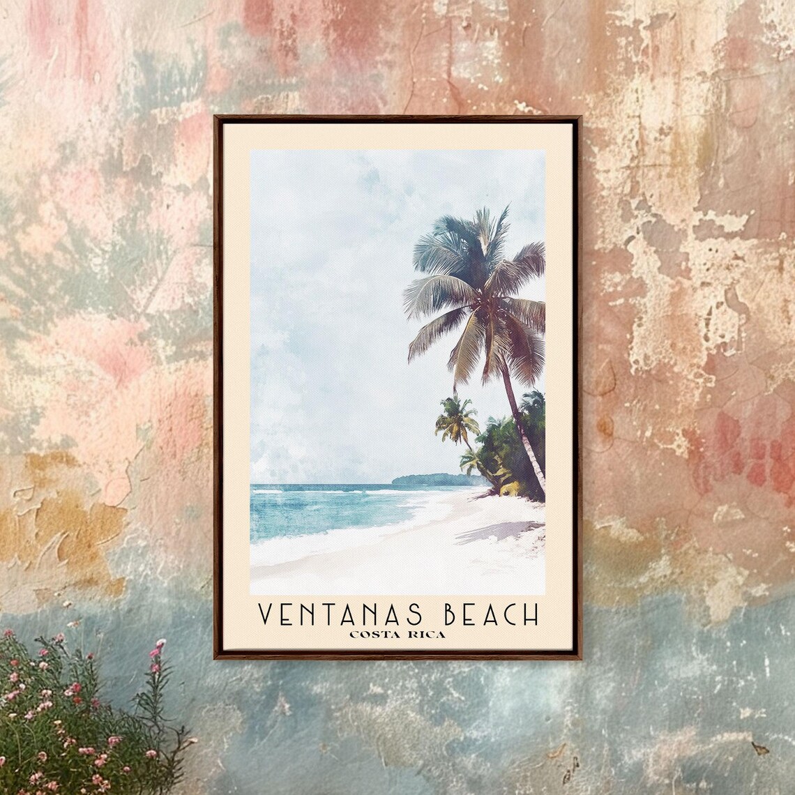 Ventanas Beach Costa Rica Watercolor Palm Tree Tropical Travel Poster - Image 4