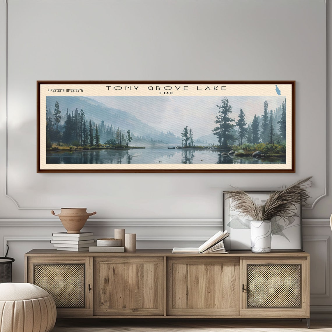 Tony Grove Lake Utah Panoramic Misty Alpine Pines Wall Art Poster - Image 2
