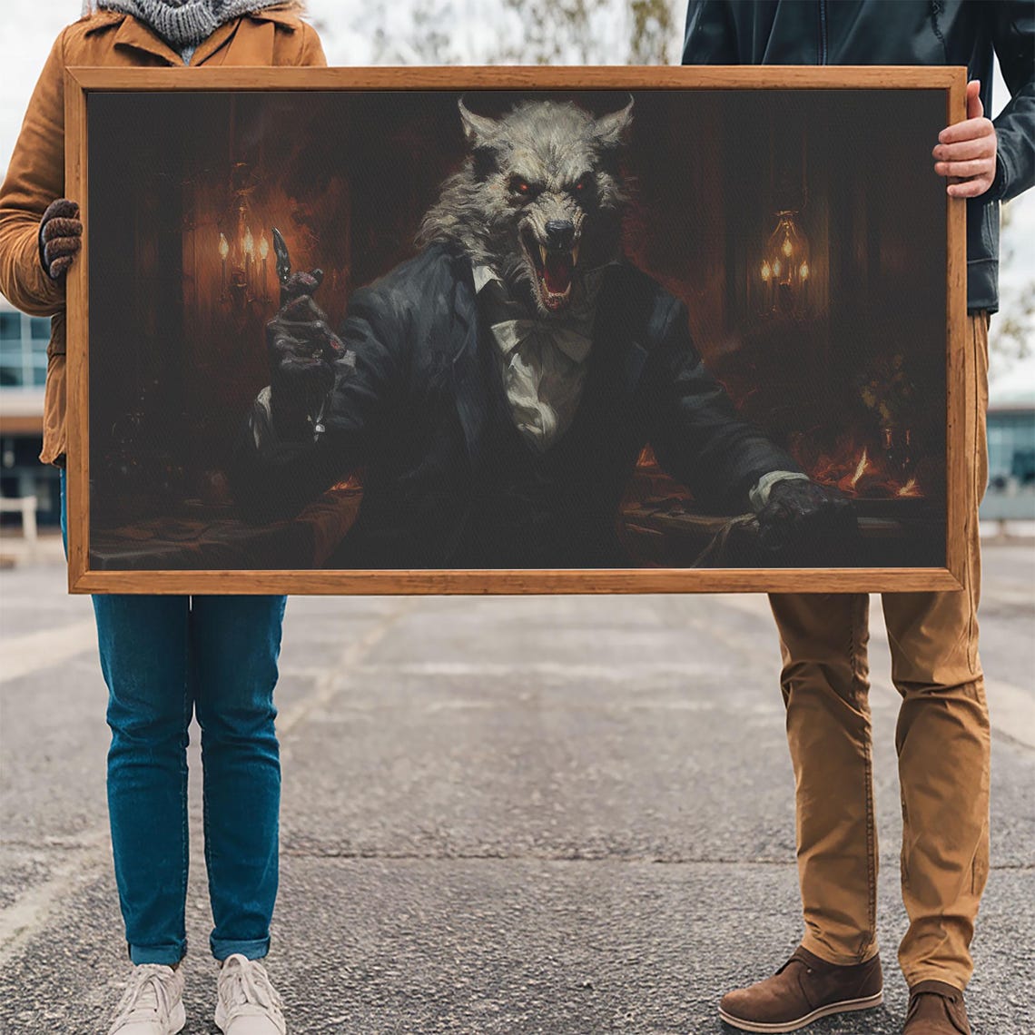 Victorian Werewolf Gentleman Portrait Dark Academia Horror Wall Art - Image 3