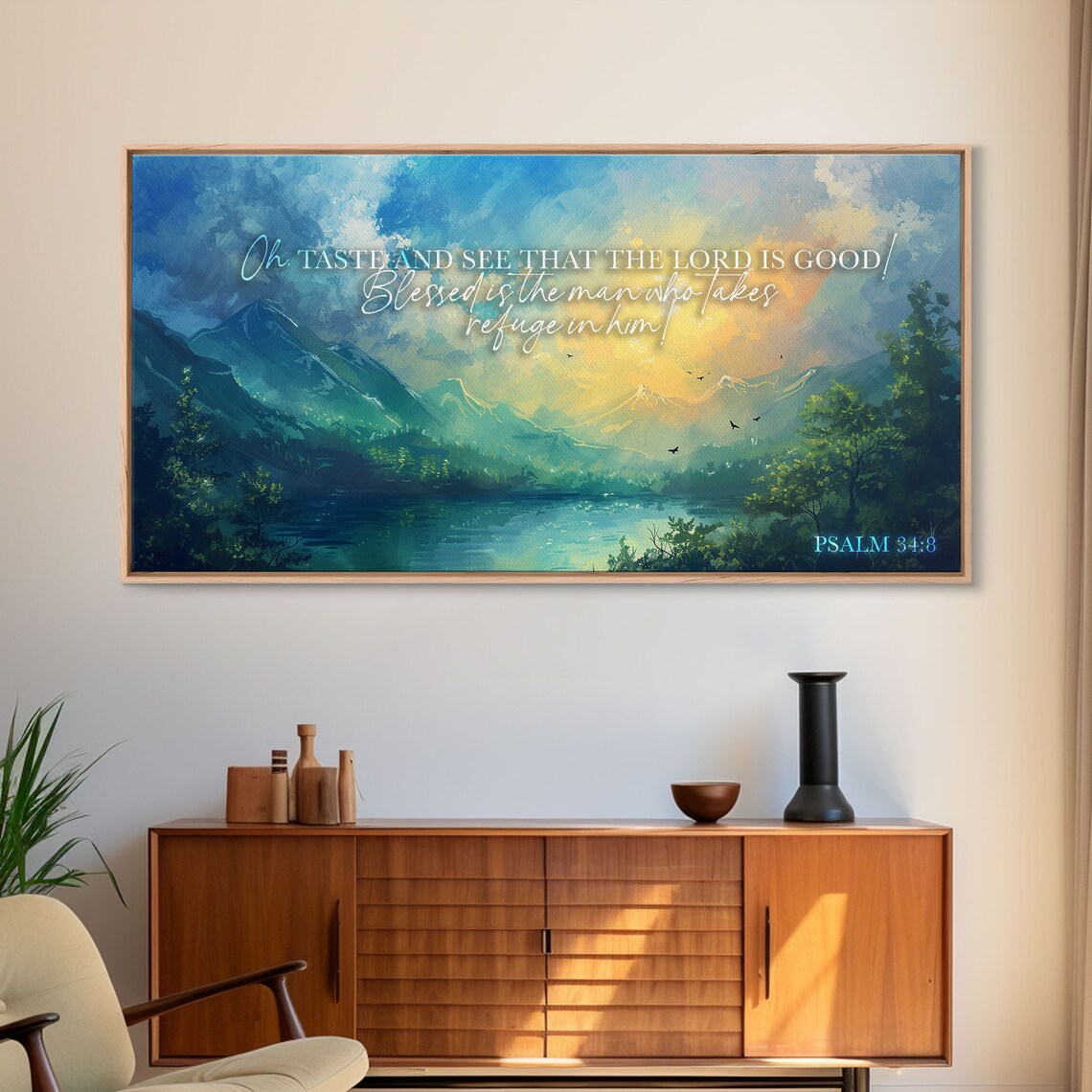 Psalm 34:8 Scripture Wall Art, Inspirational Landscape - Image 6