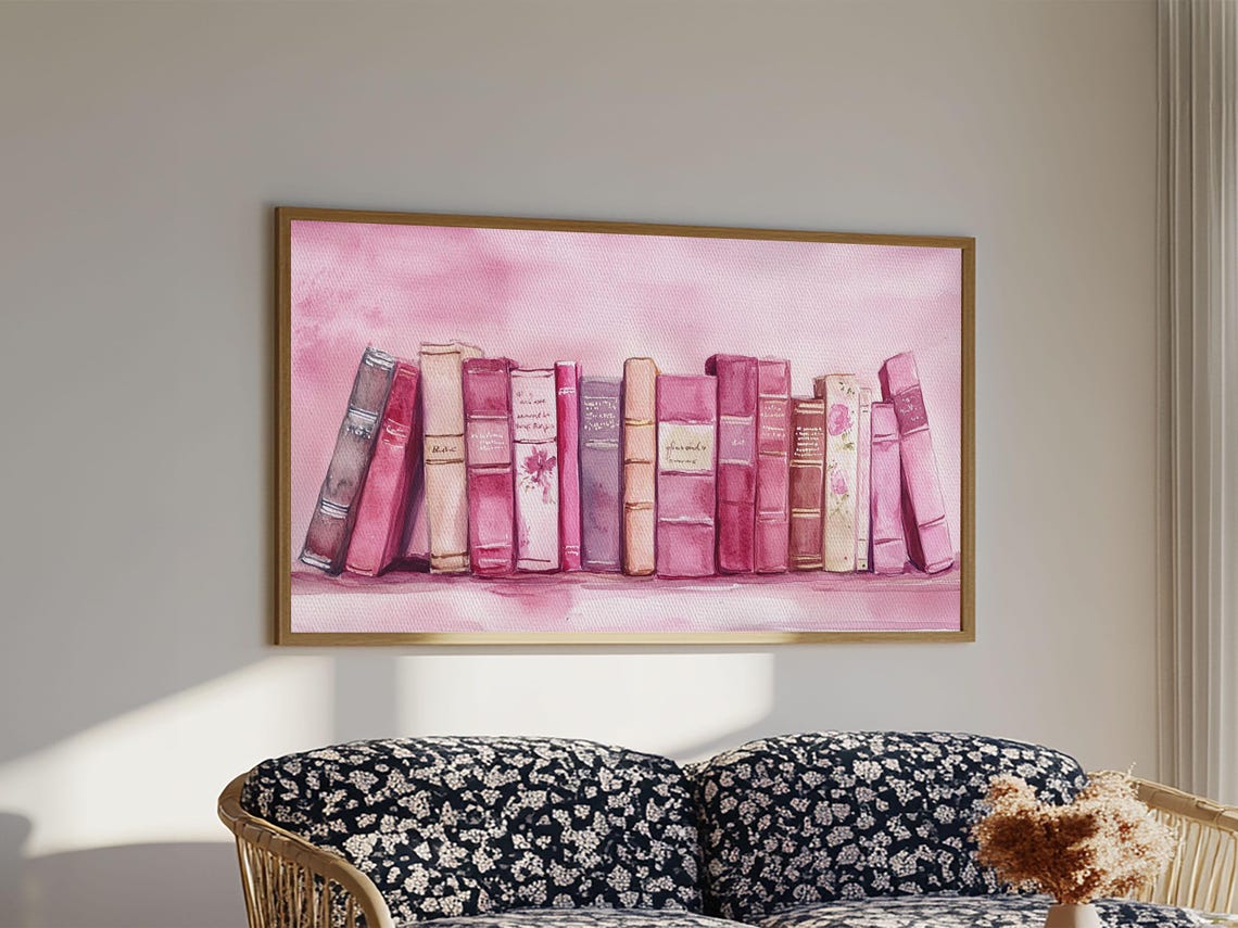 Book Art Print Light Pink Wall Art Cottagecore Library Decor Literary Lovers Gift Idea Rustic Bedroom Accent Elegant Design - Image 5