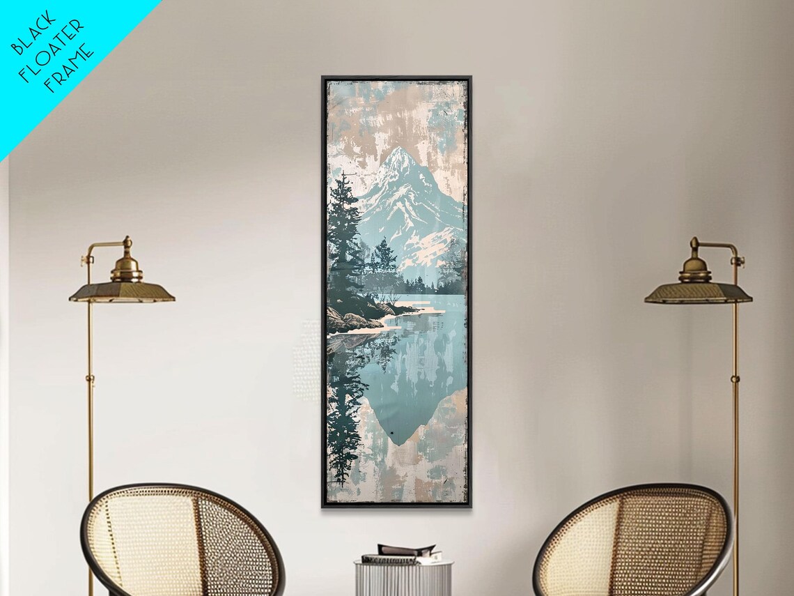 Snowy Mountain Peak Lake Reflection Vintage Style Travel Poster - Image 3