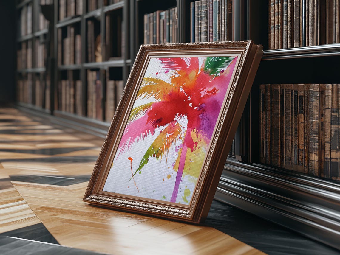 Retro Palm Tree Painting Print Framed Print Pop Art Palm Tree Painting Home Decor 80s Style Synthwave Wall Art Coastal Decor - Image 6