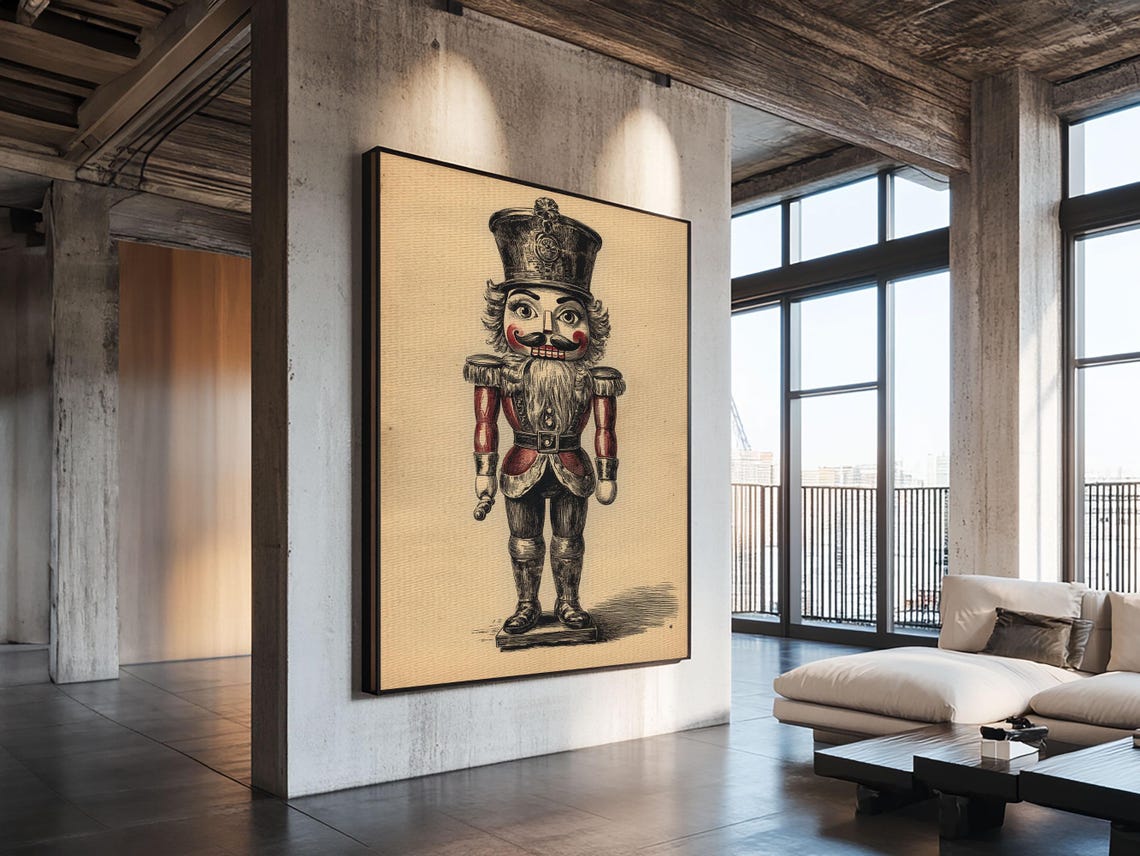 Vintage Nutcracker Soldier Full Body Sketch Christmas Holiday Poster - Image 4