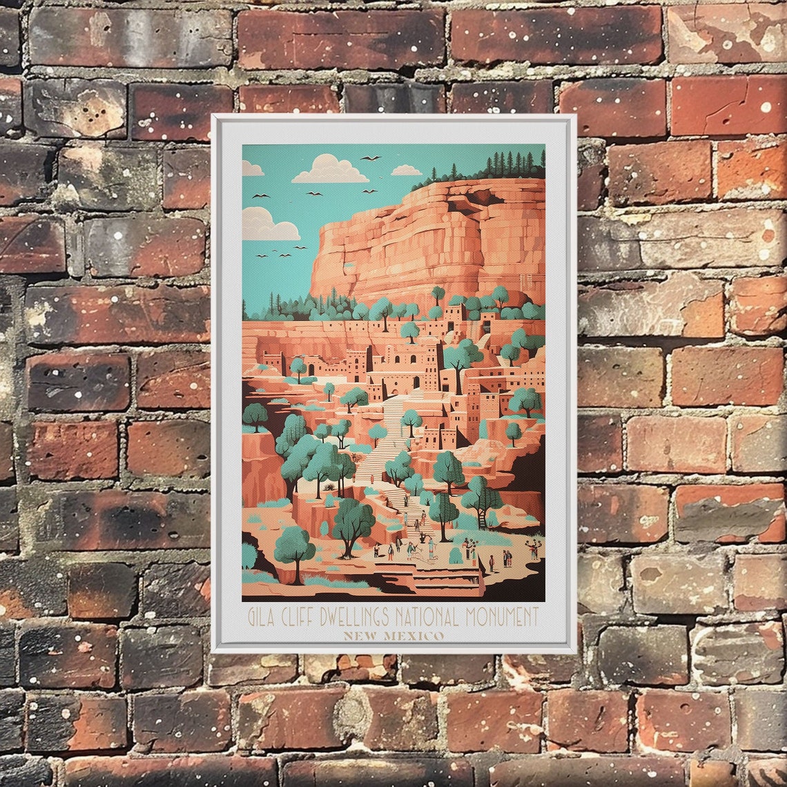 Gila Cliff Dwellings New Mexico Ancient Canyon Ruins Travel Poster - Image 3