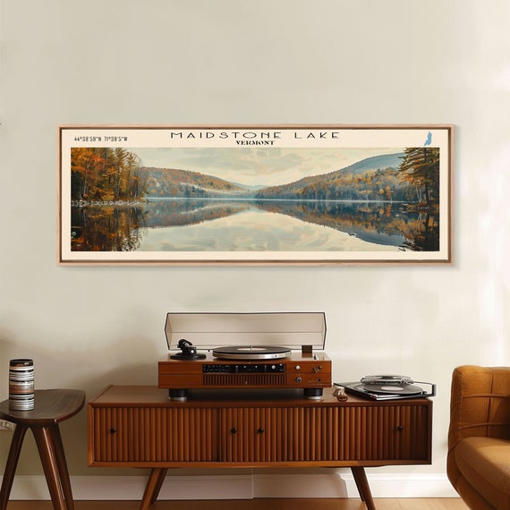 Maidstone Lake Vermont Framed Print Lake House Decor Panoramic Wall Art Travel Poster Beautiful Landscape Painting Modern Art