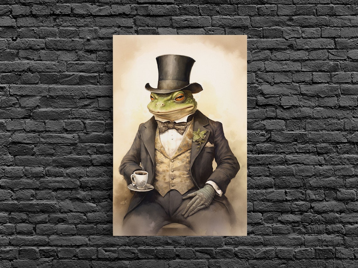 Victorian Business Toad In Top Hat Suit Funny Animal Portrait Poster - Image 3