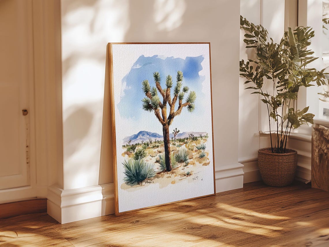 Joshua Tree Desert Landscape Watercolor California Art Poster - Image 6