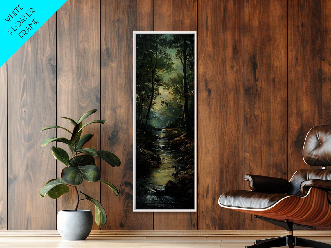 Peaceful Forest Stream Morning Light Dark Woods Water Poster - Image 3
